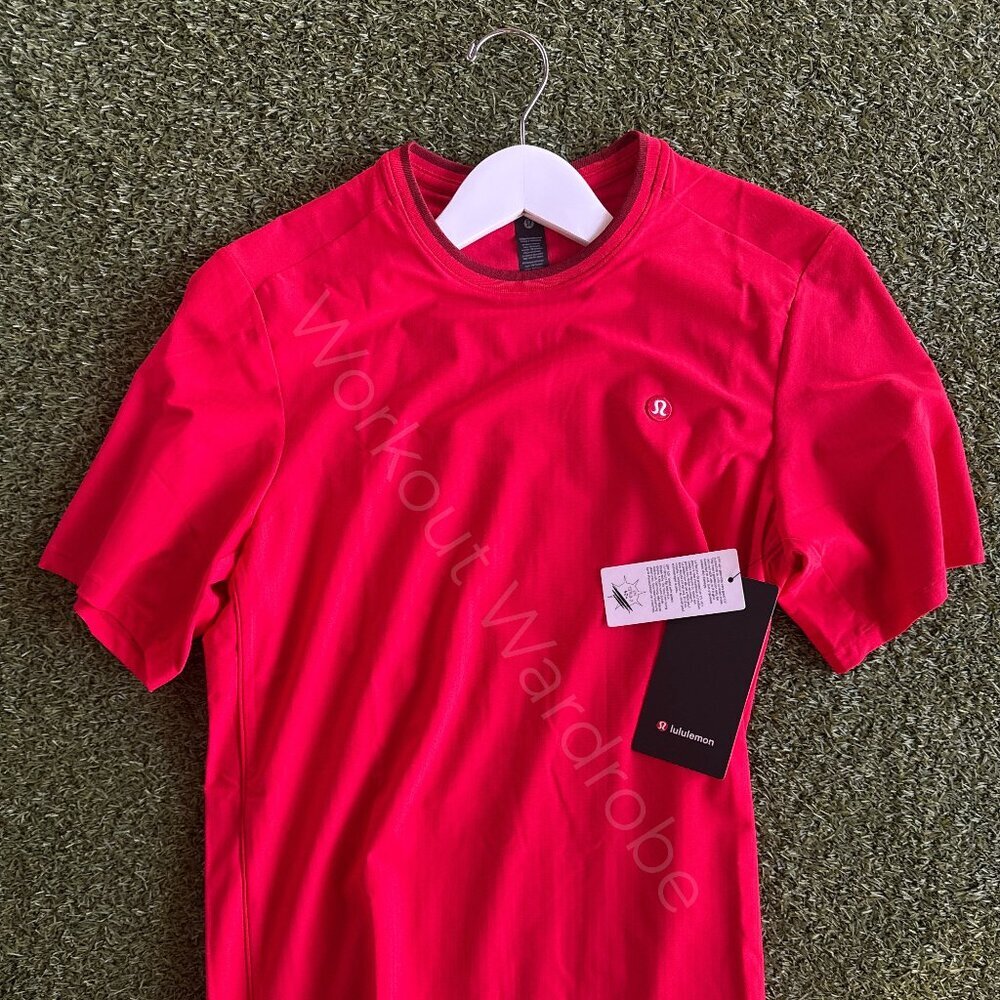 UV-Protective Striped Mesh Tennis T-Shirt - Lulu Red